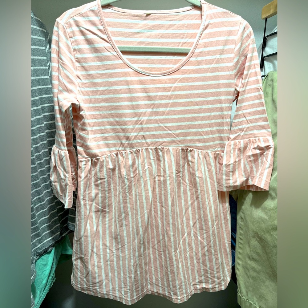 Pink Cotton Flowy Maternity Top